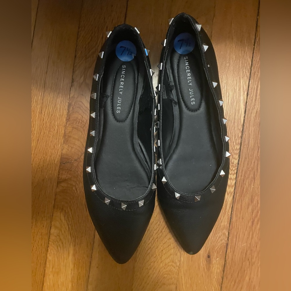 Black Studded Flats